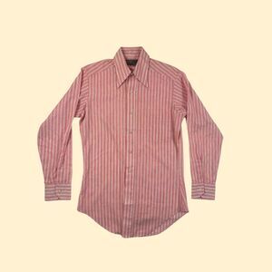 1970s Sears striped shirt, mens 14.5-33 long sleeve pink & white dress shirt